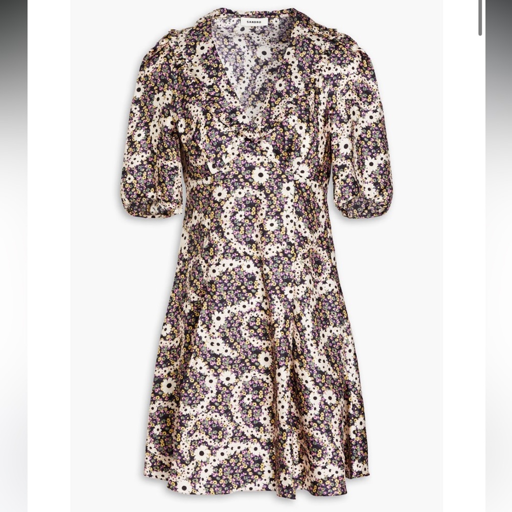 NWT Sandro Woven Silk Twill Dress